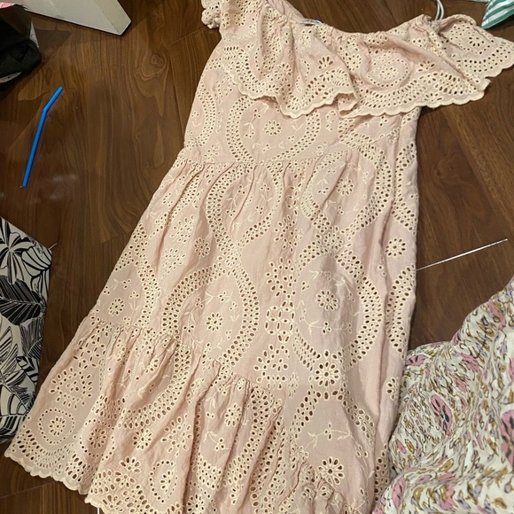 LoveShackFancy / Pink Pamela Party One Shoulder Eyelet Dress cotton small S - Picture 4 of 9